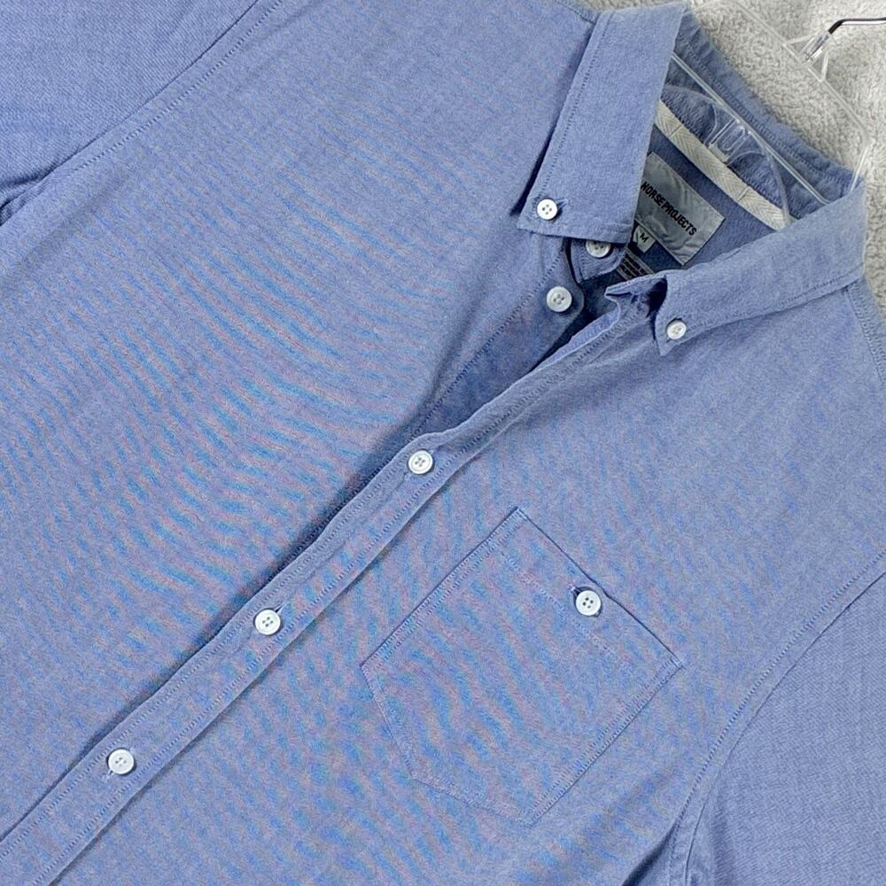 Norse Projects Camp Shirt Mens M Blue Anton Oxford Preppy Luxury Classic Summer